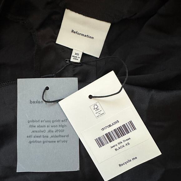 Reformation Jeany Silk Dress Black - Picture 10 of 12